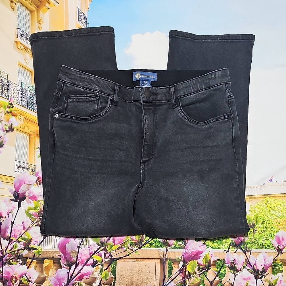 Democracy Ab Solution Black Straight Leg Jeans Plus Size 16